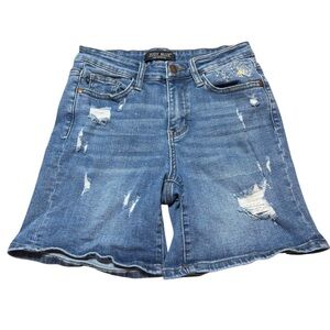 Judy Blue Women's Distressed Blue Denim Shorts- Size Small